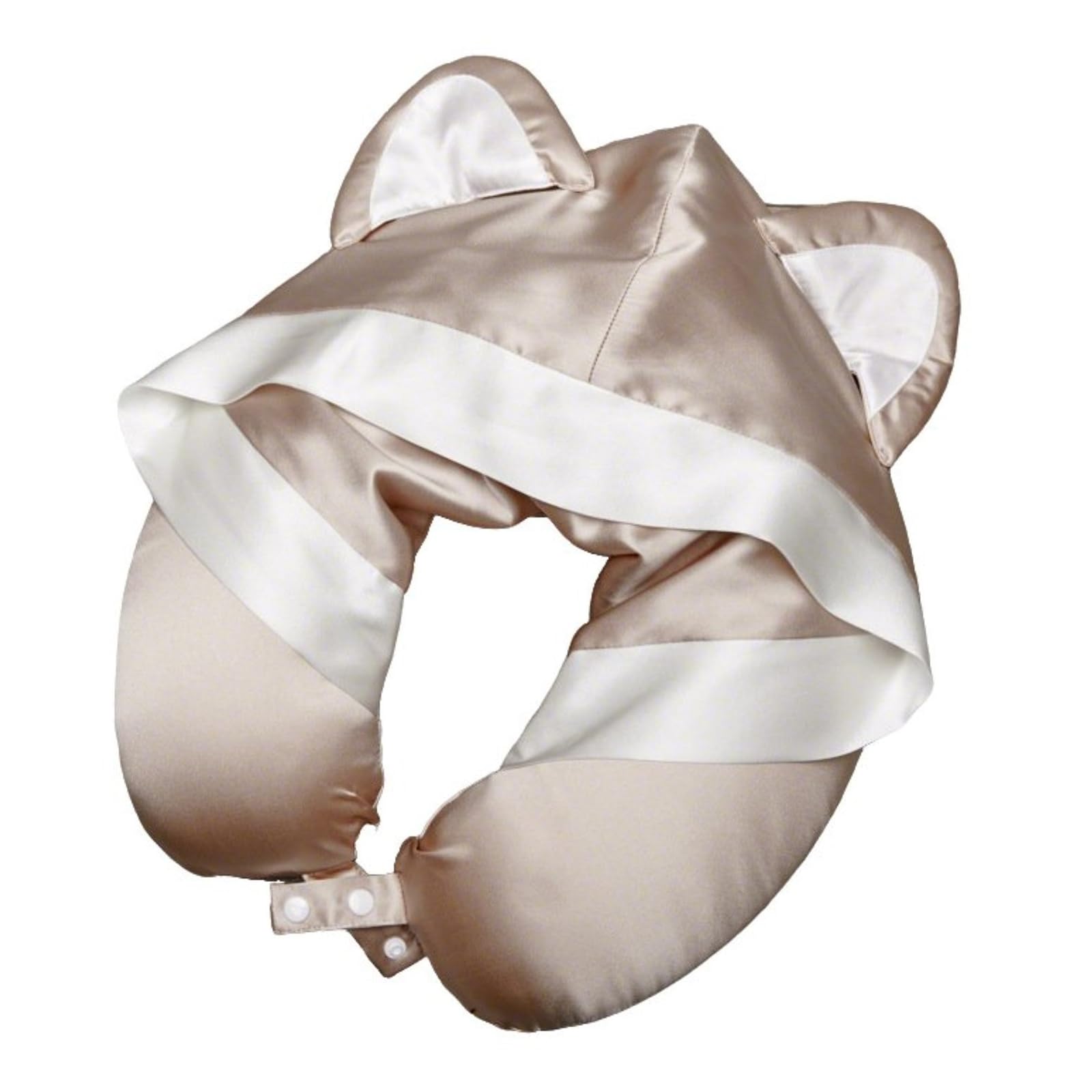 Cuscino da Viaggio in Vera Seta con Cappuccio, Cuscino per Il Collo Che Blocca La Luce, con Chiusura A Scatto, Ideale per Aereo, Auto, Ufficio e Casa,Rosa