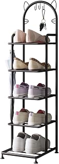 Shoe Rack 5 Tier Vertical Storage Organizer Shelf Sturdy Metal Free Standing Shoe Tower Saving Space for Closet Entryway Bedroom Dorm, Black (Black, 5 Tier)