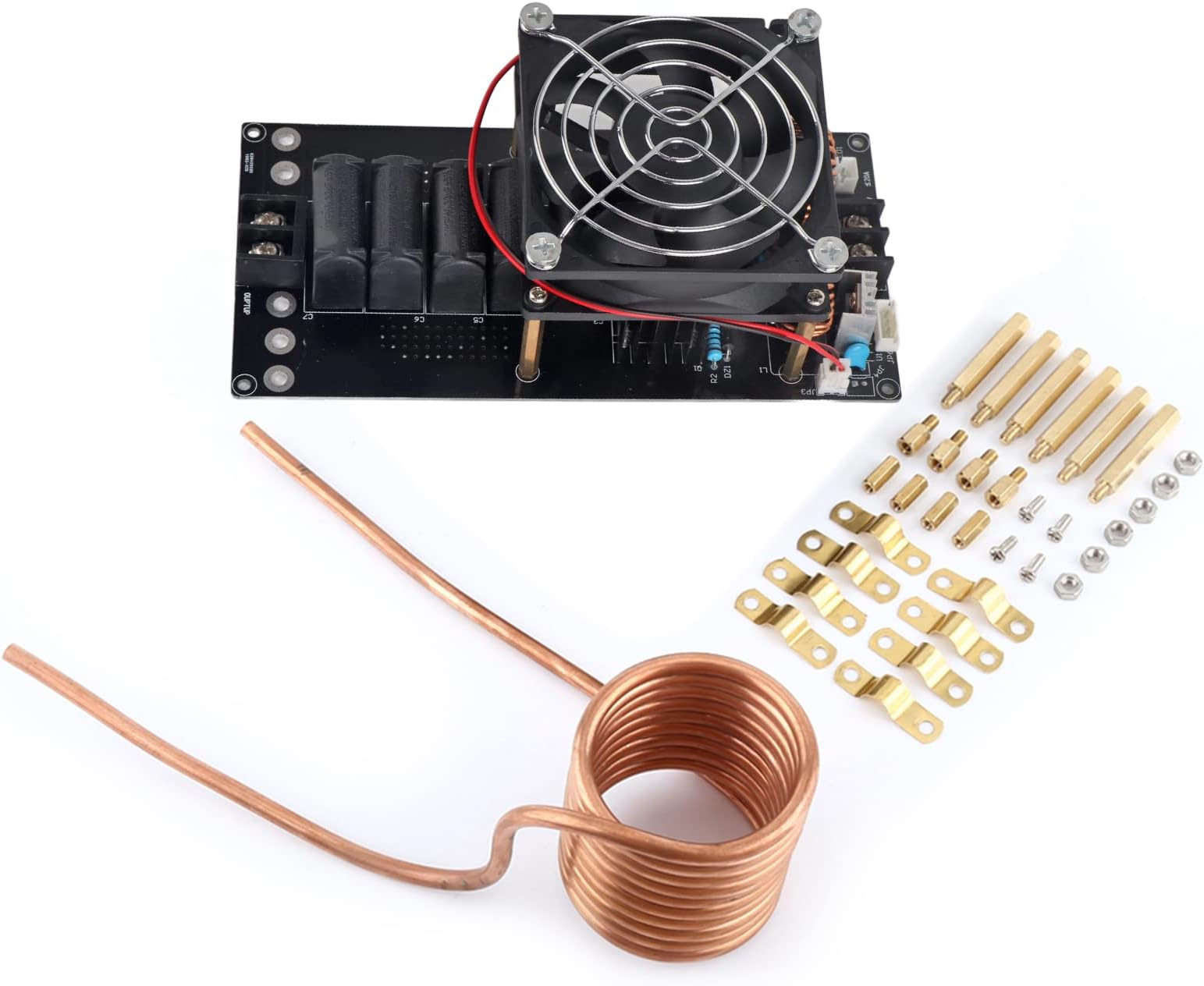 ZVS Induction Heating Module, 1000W, DC 12-36V 20A, with Copper Tube, Large Heat Sink, Built-In Cooling Fan, 3.54x7.08x2.56 Inch