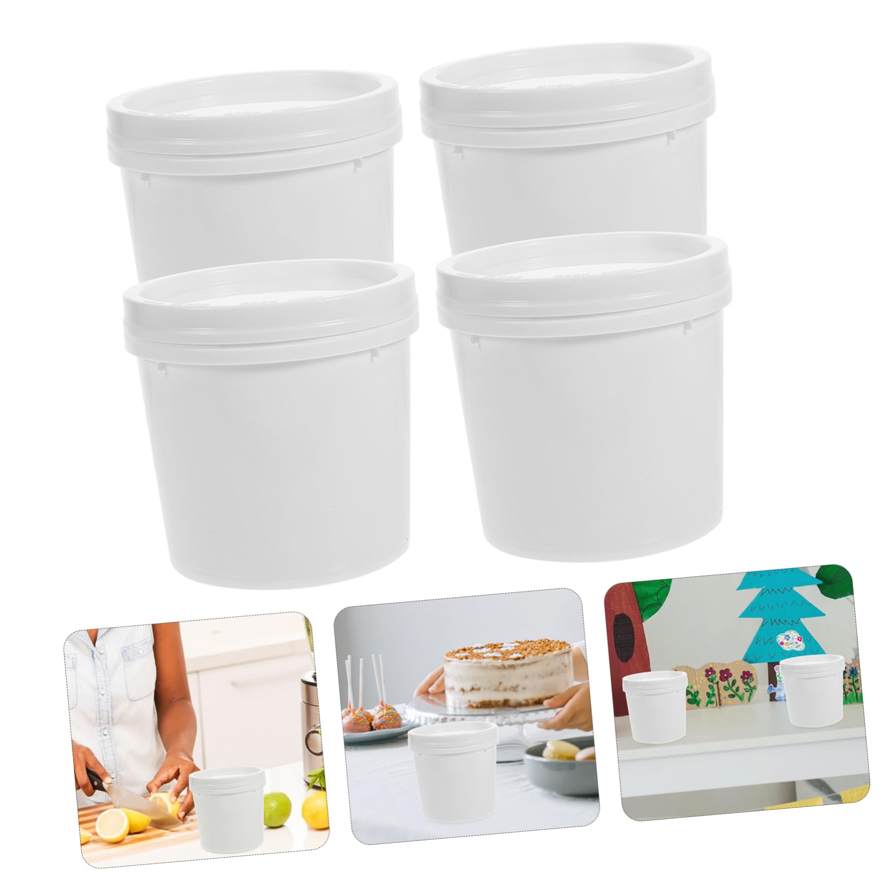 ABOOFAN 5 Series Cubo De Plástico De Calidad Alimentaria Cubo De Pintura Cubos De Agua Con Tapa Botes De Pintura Con Tapa Cubos Con Asas El Plastico 4 Piezas X 5