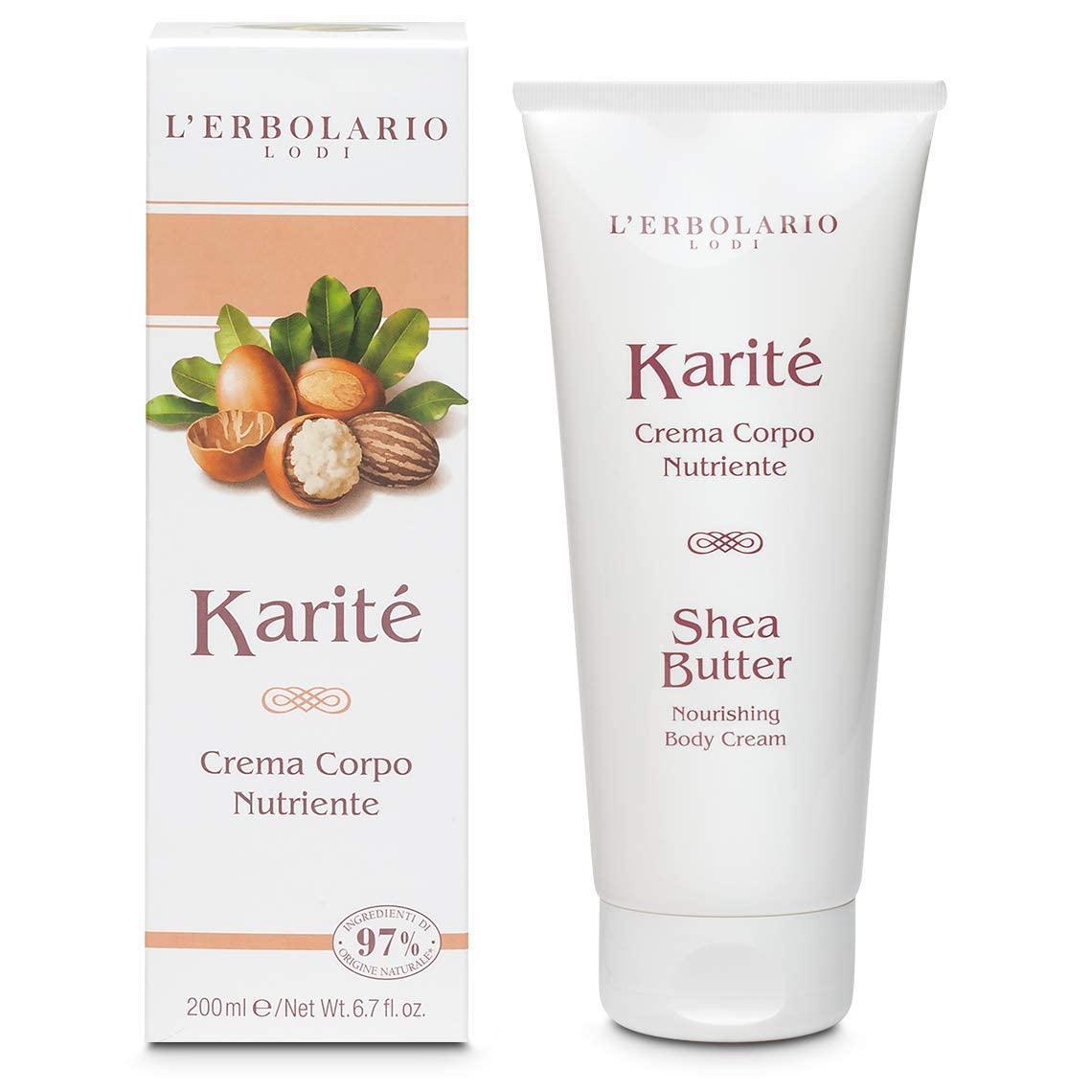 L' Erboliary - KARITE' PURO - Oryginalne pudełko upominkowe (kąpiel w piecu, krem do ciała, krem do rąk, masło do ust) + w OMAGIE CC CREAM Rougj Średni odcień 25 ml