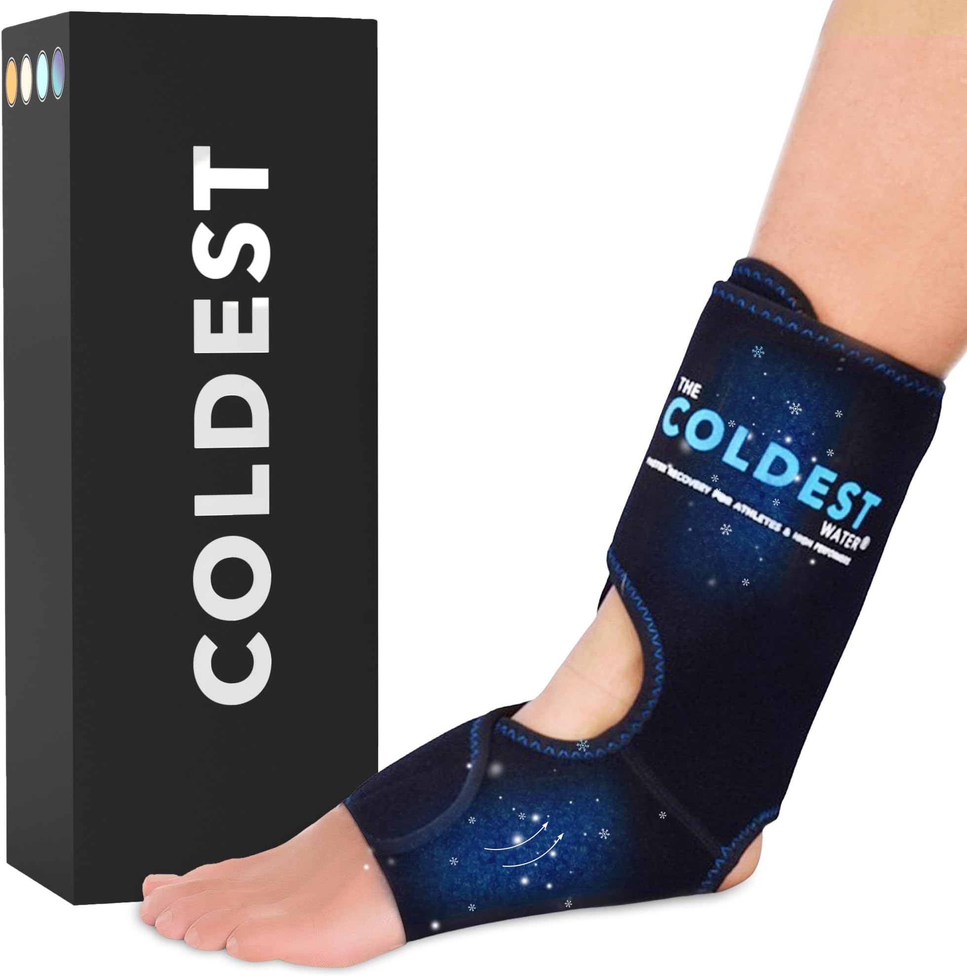 The Coldest Foot Ankle Achilles Pain Relief Ice Wrap with 2 Cold Gel Packs | Best for Achilles Tendon Injuries, Plantar Fasciitis, Bursitis & Sore Feet Built for Cold Therapy (Black XS-XL)…