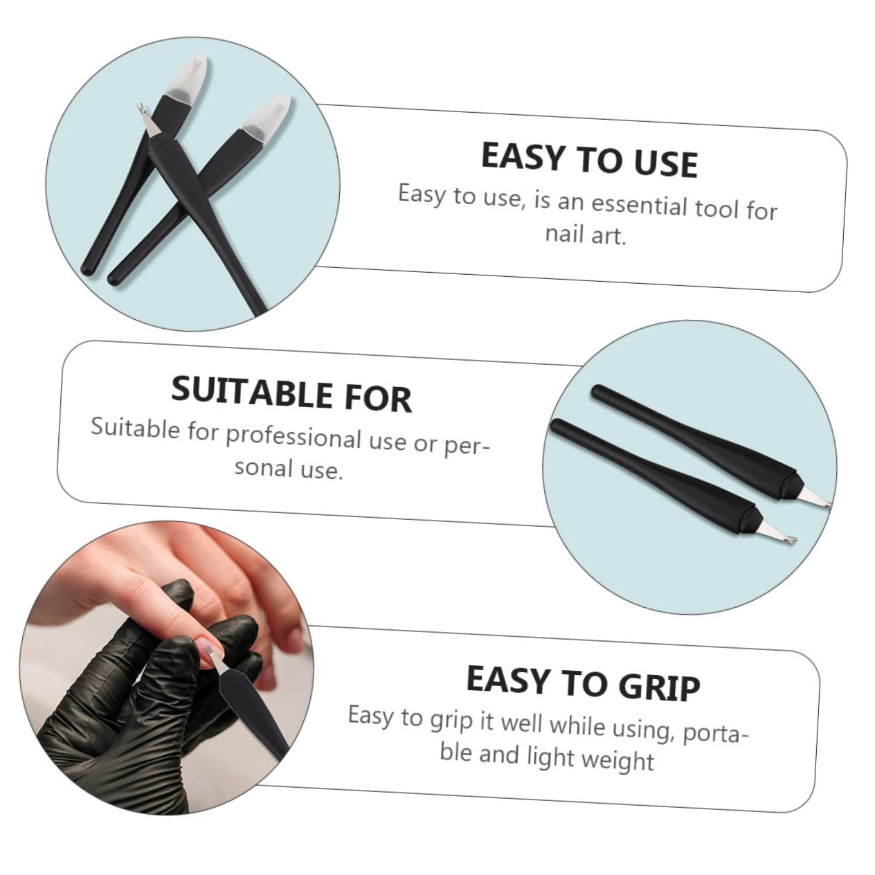 Healeved 5pcs Nail Cuticle Remover Fork Remover Nail Art Tool Portable Suitable for All