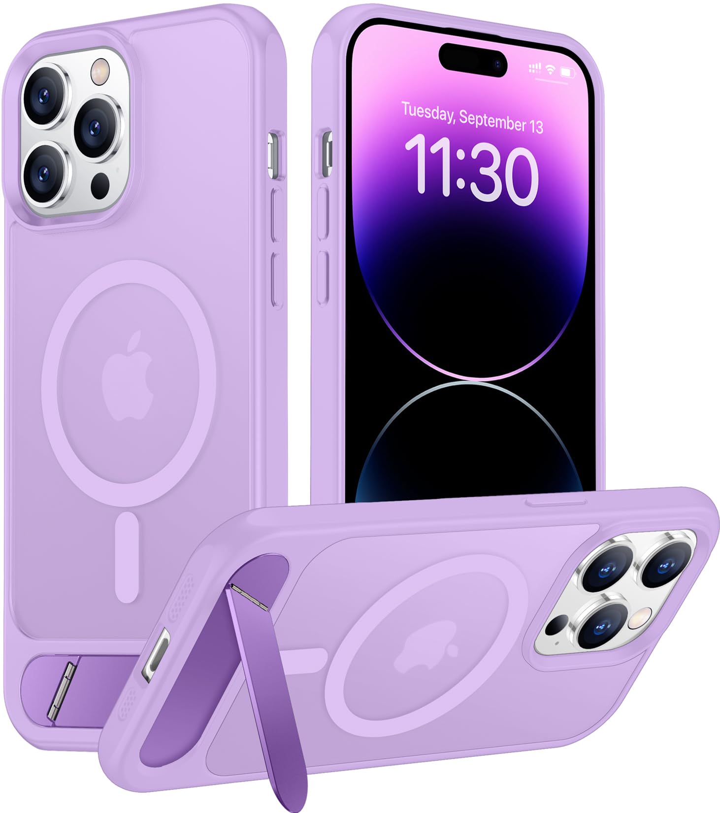 Temdan Magnetic Compatible with iPhone 14 Pro Max Case, [Built-in Invisible Kickstand][Compatible with MagSafe] [Military Grade Shockproof] Slim Translucent Matte Phone Case for iPhone 14 Pro Max 6.7"