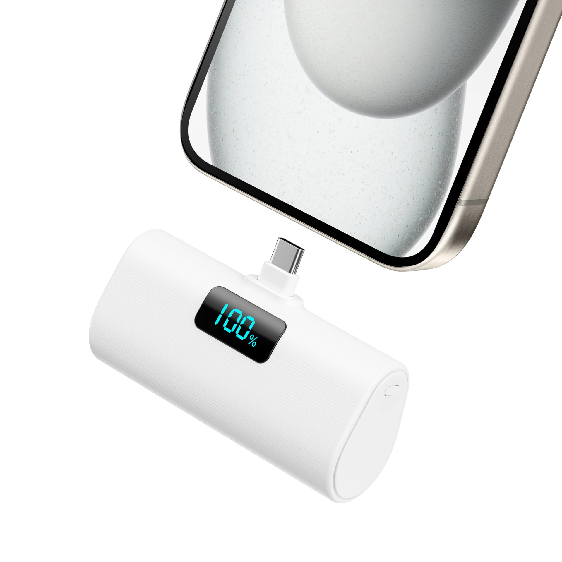 Power Bank 5200mAh, Ultra-piccolo&Ultra-compatto Caricatore Portatile USB C PD Ingressi&Uscite Mini Powrbank Batteria Esterna per iPhone 16/15 Android Samsung Galaxy Note Huawei iPad Pro/Air-Bianco