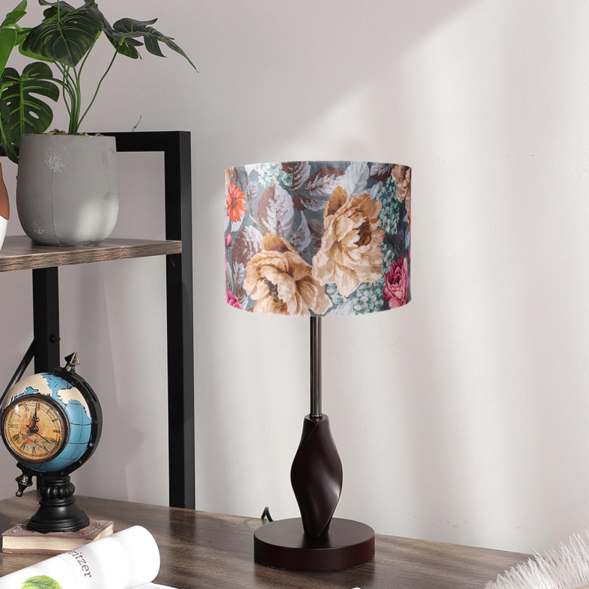 Paralume Decorativo Floreale E27 in Stoffa e Ferro per Lampade