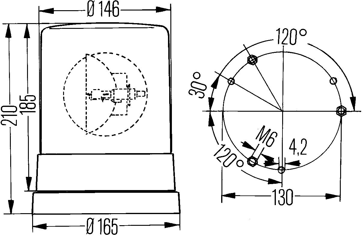 HELLA Halogen Światło ostrzegawcze obrotowe - KL 700 - 12V - żółty - okrągły - Oprawa/przykręcany - Wtyczki: Wtyk płaski - Ilość: 1 - 2RL 004 958-101