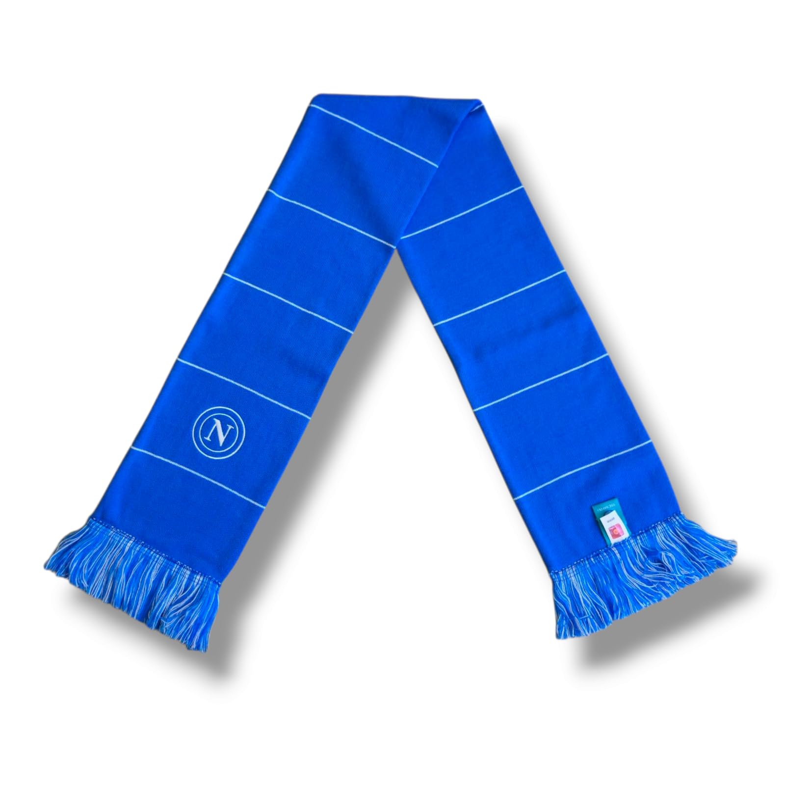 3R Sport SSC Napoli Scarf with Embroidery, Official Product 100% Acrylic, Light Blue, White, Blue