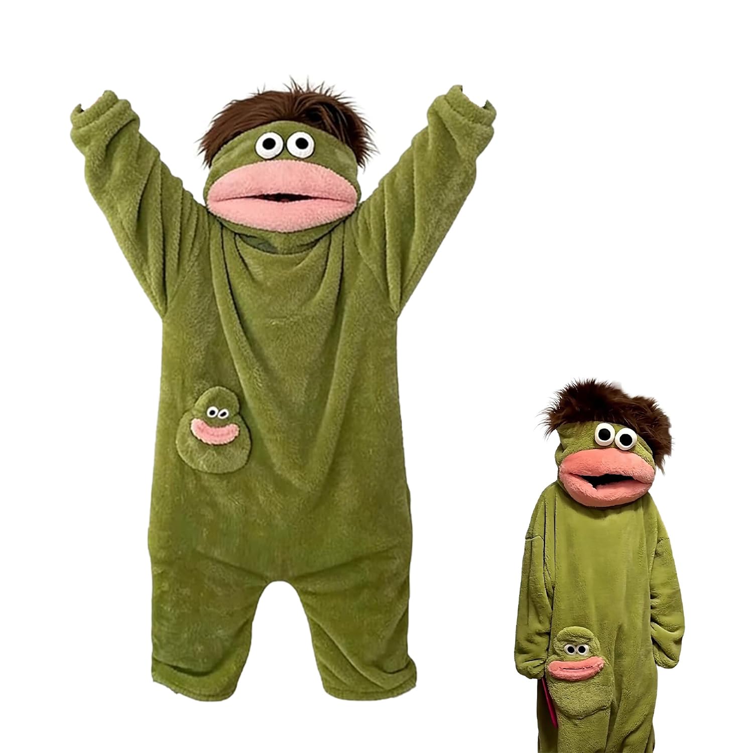 STOAT Onesie Divertido Fleece Pijama .para Tallas S/M/L/XL, Mono de Peluche Extra Suave con Capucha y Bolsillos Grandes, Loungewear cálida y cómoda para casa, Supersuave