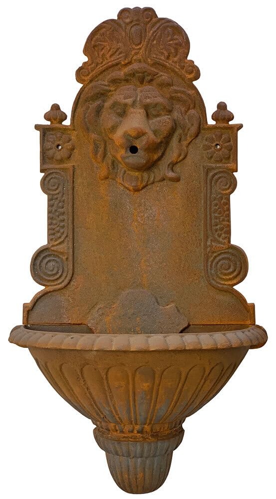 zeitzone Wunderschöner Wandbrunnen Löwenkopf Massiv Eisen Edel-Rostig Löwe Antik-Stil