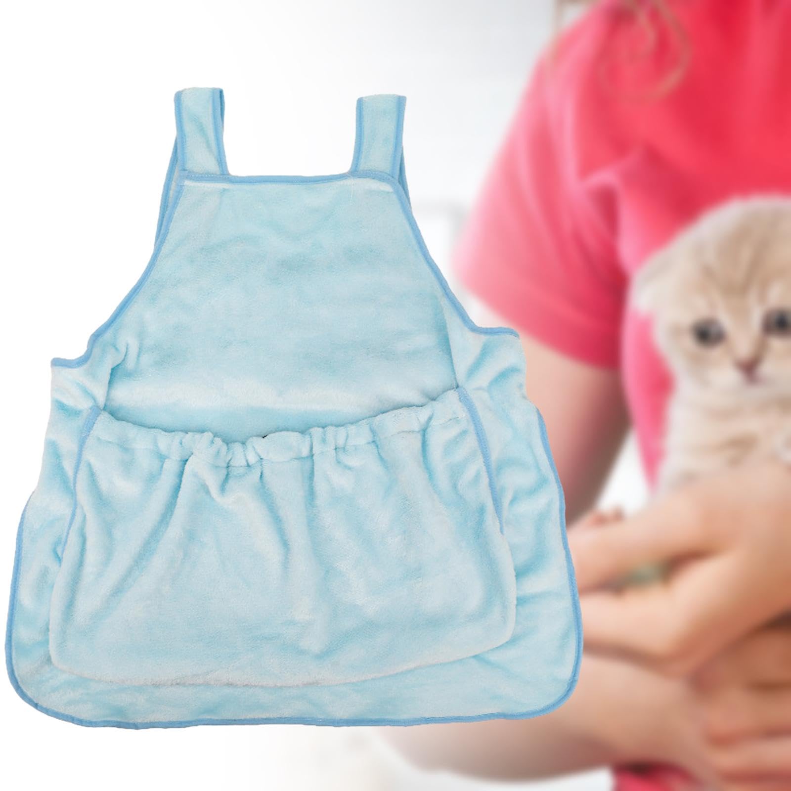 Katzentrage Schürze Tragetasche Haustierbeutel Tragetasche mit Tasche Aus Baumwolle Und Kordelzug für Bequemes Halten Sowie für Katze Hund Tragen Reis, Blau