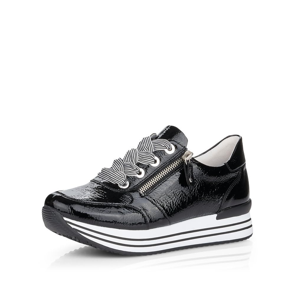 Remonte Plateausneaker Damen 39 schwarz Glänzend Lackleder
