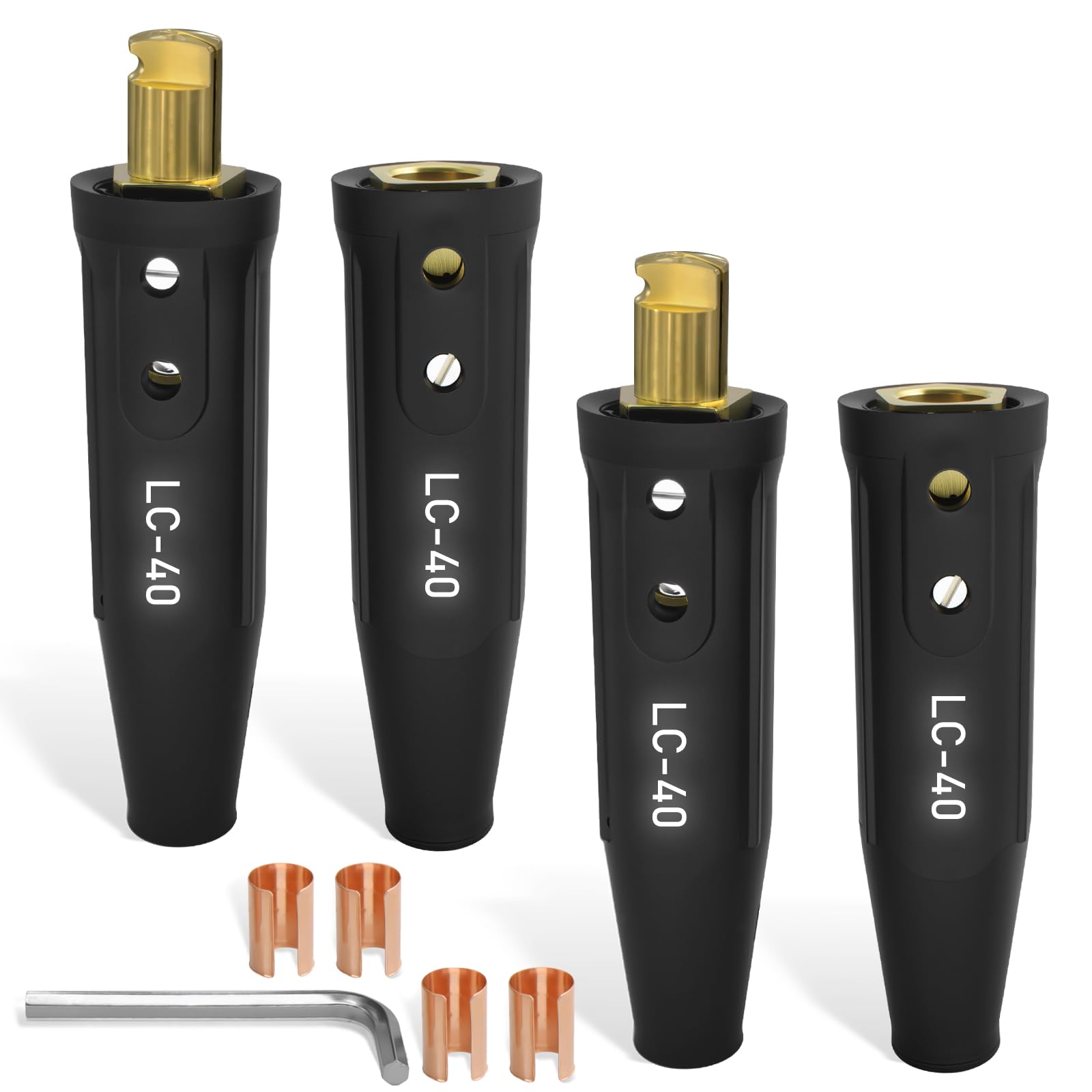 AWLOLWA LC-40 PRO Series Welding Cable Connectors Set (4-Pack) (Black)