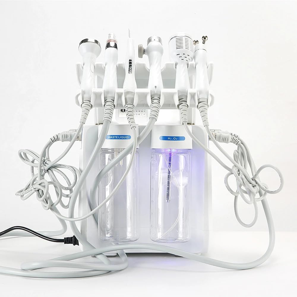 AHCS Máquina Hidrafacial 7 en 1 (motor doble) Máquina de hidrodermoabrasión Hidra Facial Microdermoabrasión Máquina | Máquina hidrofacial de transparencia profunda, mejor para salones/salones y