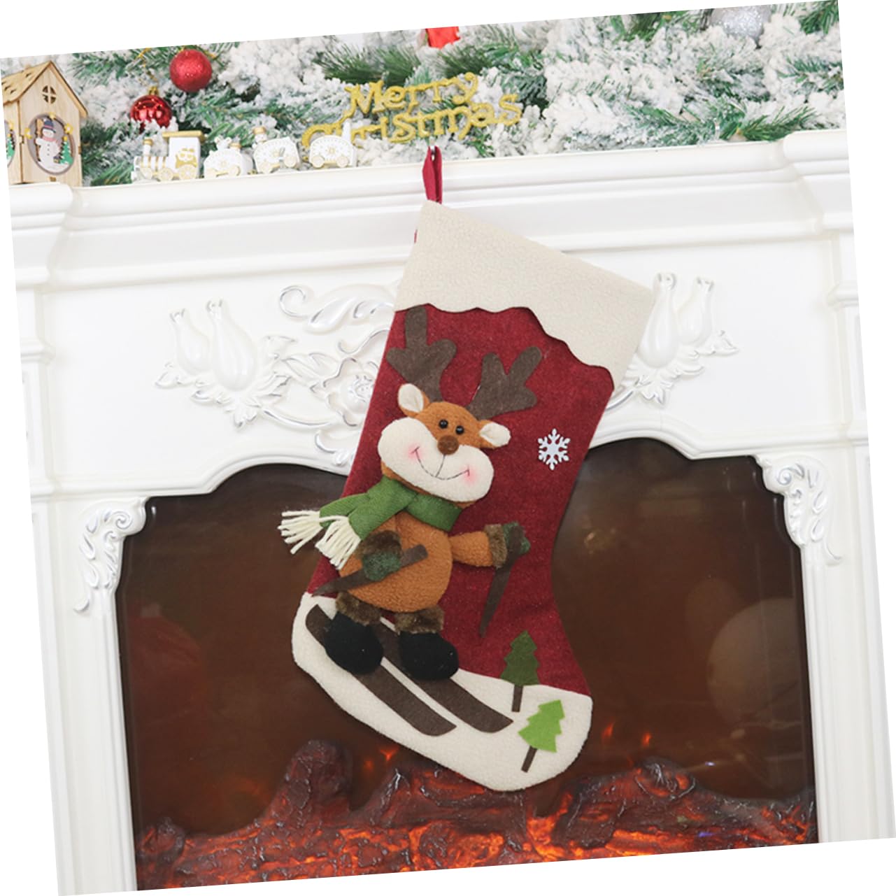 3stücke Weihnachtsstrümpfe Mit Santa Und Elch Dekoration Für Weihnachtsbaum Und Festliche Für Mädchen Und Zuhause