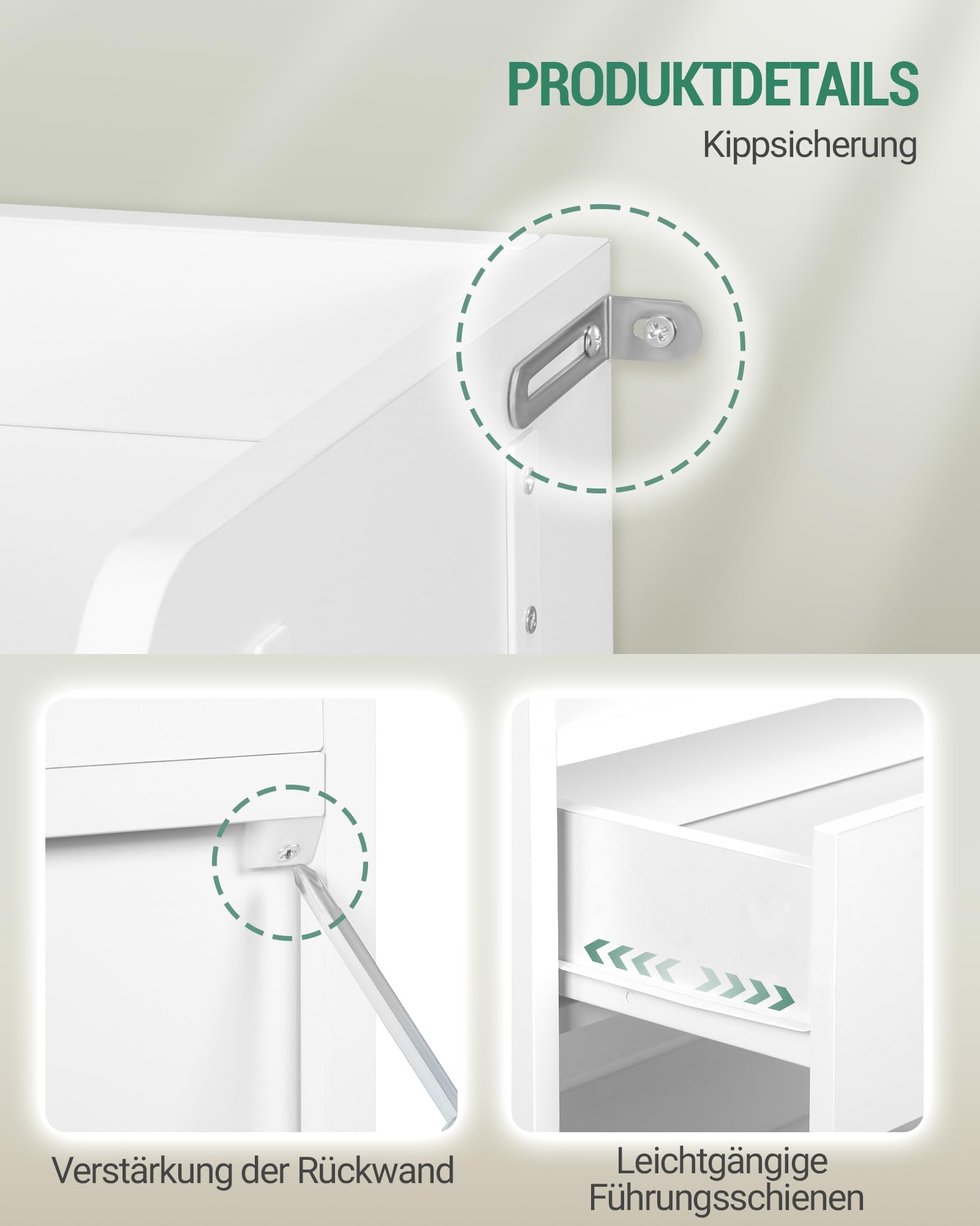 Hzuaneri Konsolentisch mit Schubladen, Flurtisch mit 2-Stufigen Ablagefächern, Beistelltisch mit Tischplattenreling, Zwei Haken auf Jeder Seite, für Flur, Wohnzimmer, 100 × 30 × 80 cm, Weiß CT01603X