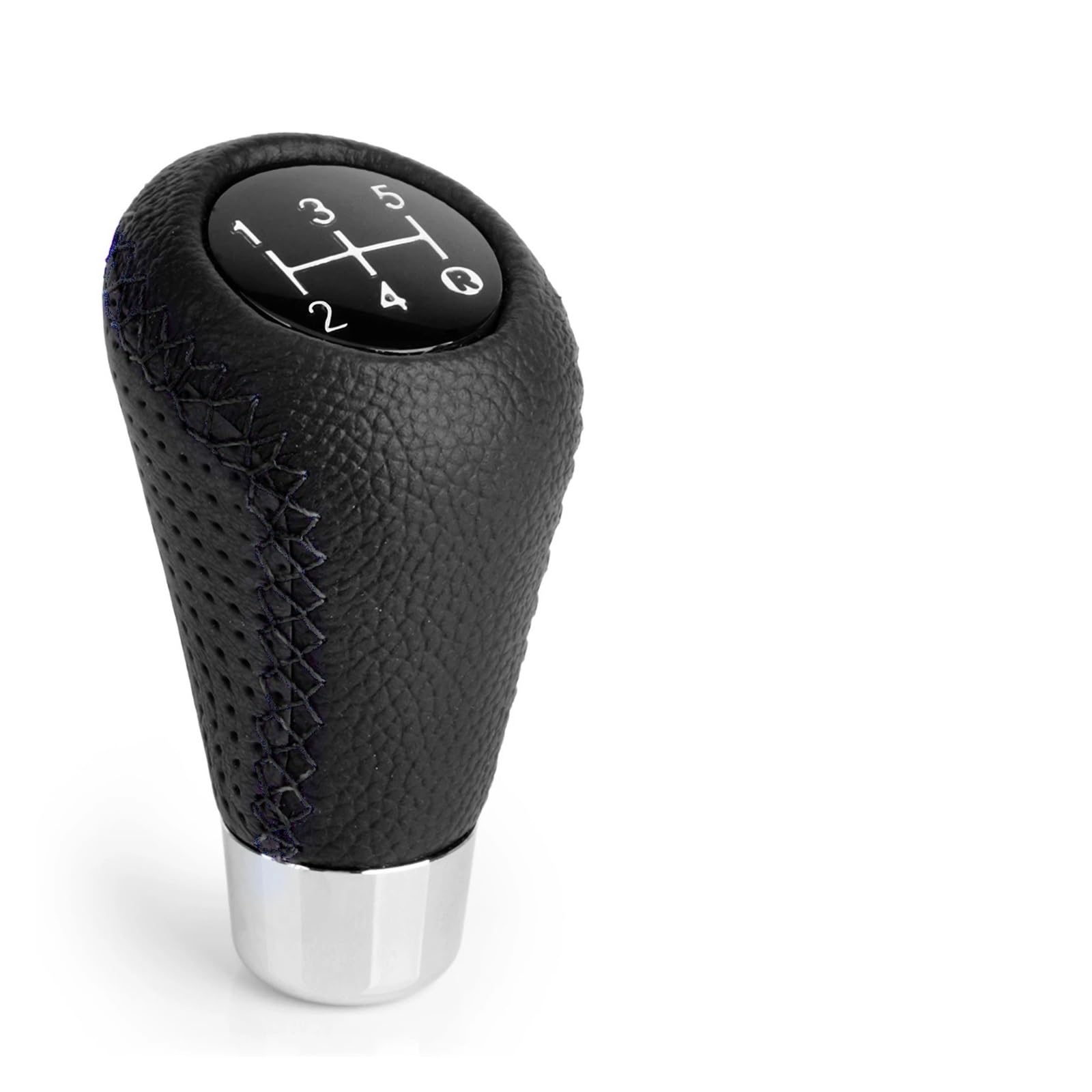 Jeocoai Black Car Gear Knob Universal 5Speed Manual Leather Red Stitch Gear Shift Knob Car Stick Lever Transmission M8 M10(Black)