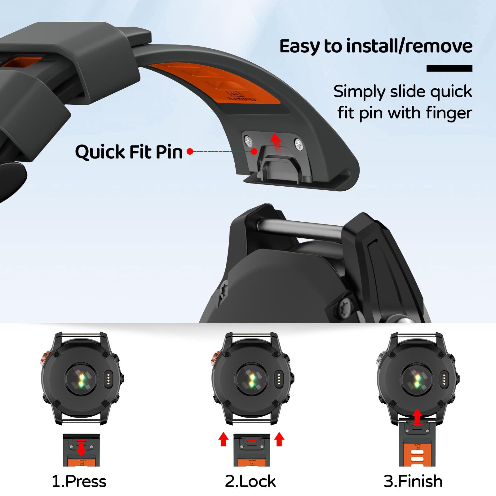 U-LIMVE Watch Strap for Garmin Fenix 8 51mm/Fenix 7X/Fenix 7X Pro/Fenix 6X/Fenix 6X Pro/Fenix 5X/Fenix 3 - Image 2