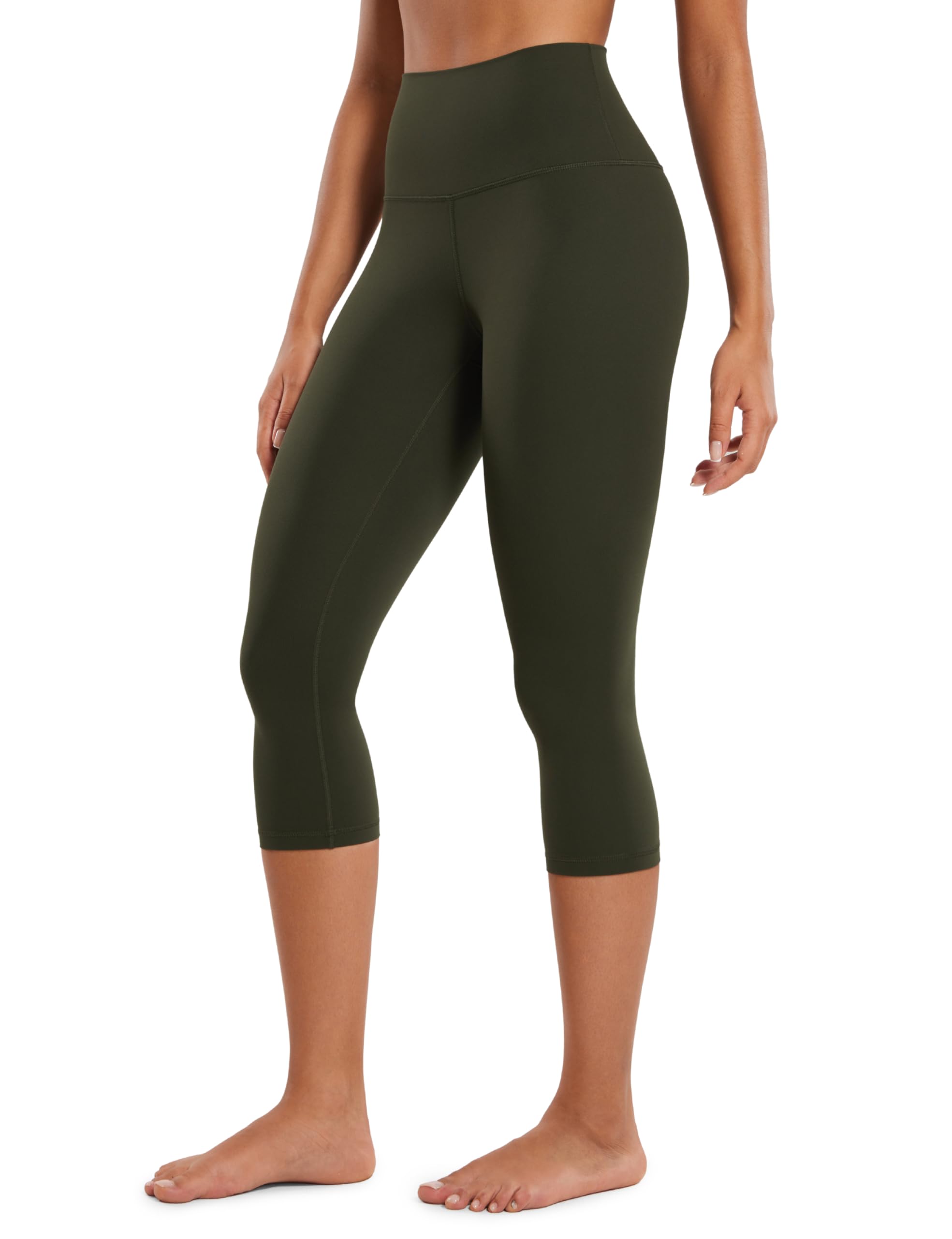 CRZ YOGA Butterluxe 19'' High Waisted Capri Workout Leggings for Women - Lounge Leggings Buttery Soft Yoga Pants Olive Green 10