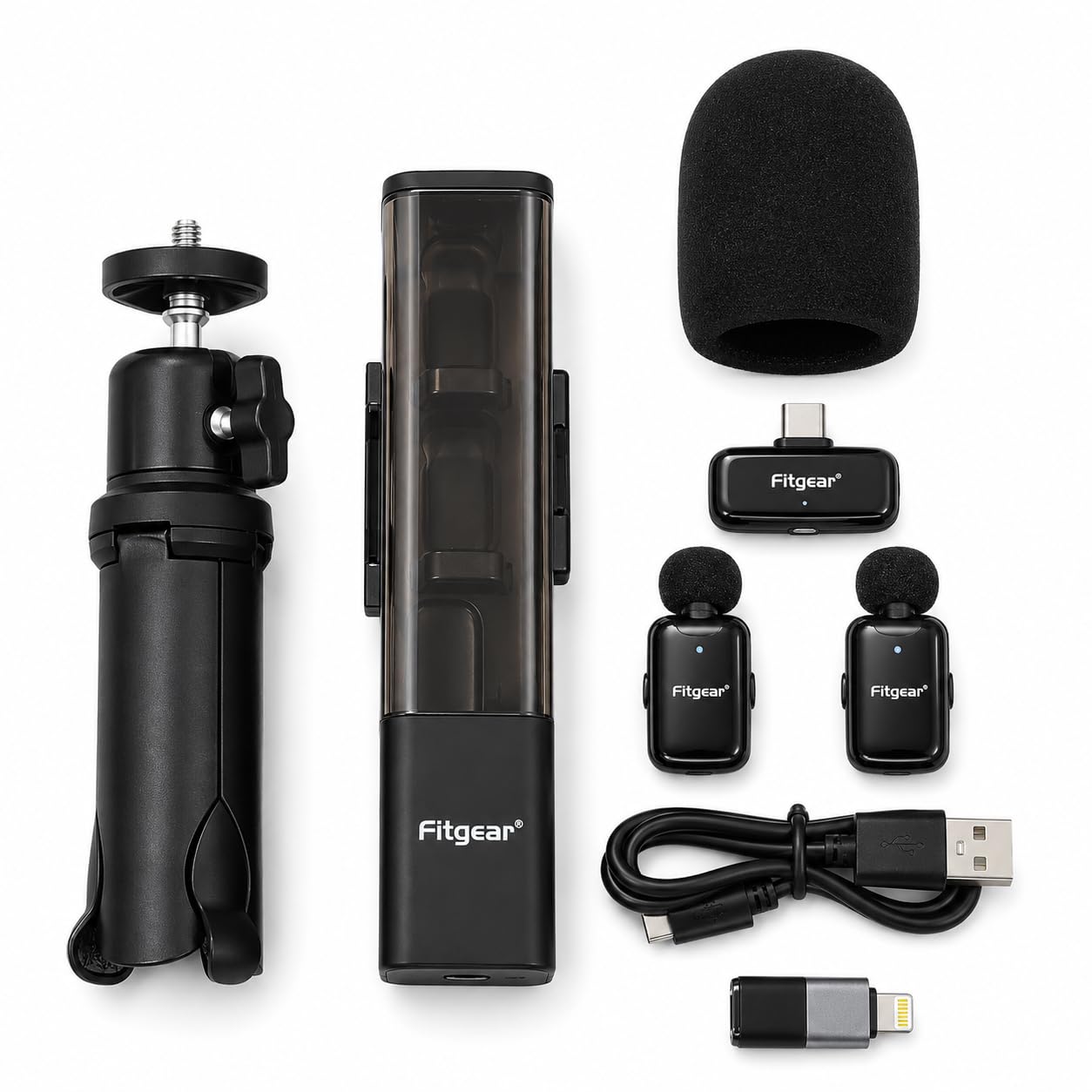 Winsumm FG-X97 3-in-1 Wireless Portable Microphone for iOS,Type-C | Desktop,Lapel & Handheld Mic|Plug & Play|Noise Reduction|Charging Case|Mini Tripod|Vlog,Interview,YouTube,Podcast,Streaming-image-33