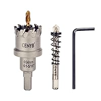 Vista 41 de 1-1/8" (29mm) Sierra perforadora con punta de carburo de tungsteno con 2 piezas de brocas piloto chapadas en titanio para metal duro, acero