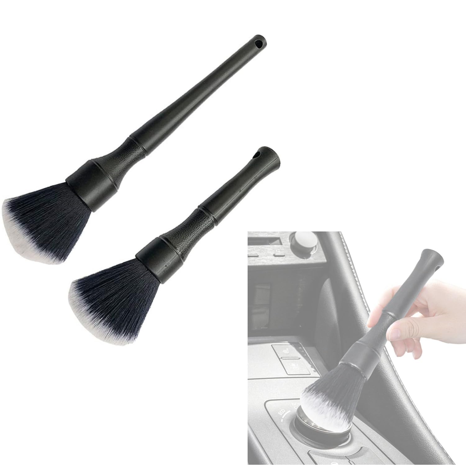 Bessy Shop Car Detailing Brush,2Pcs Automotive Detail Cleaning Brushes Soft Auto Detailing Brush Kit Car Detail Cleaning Tool Reusable Car Detailing Brush For Car Cleaning Vents Dash Trim Brushes Wheel Brushes