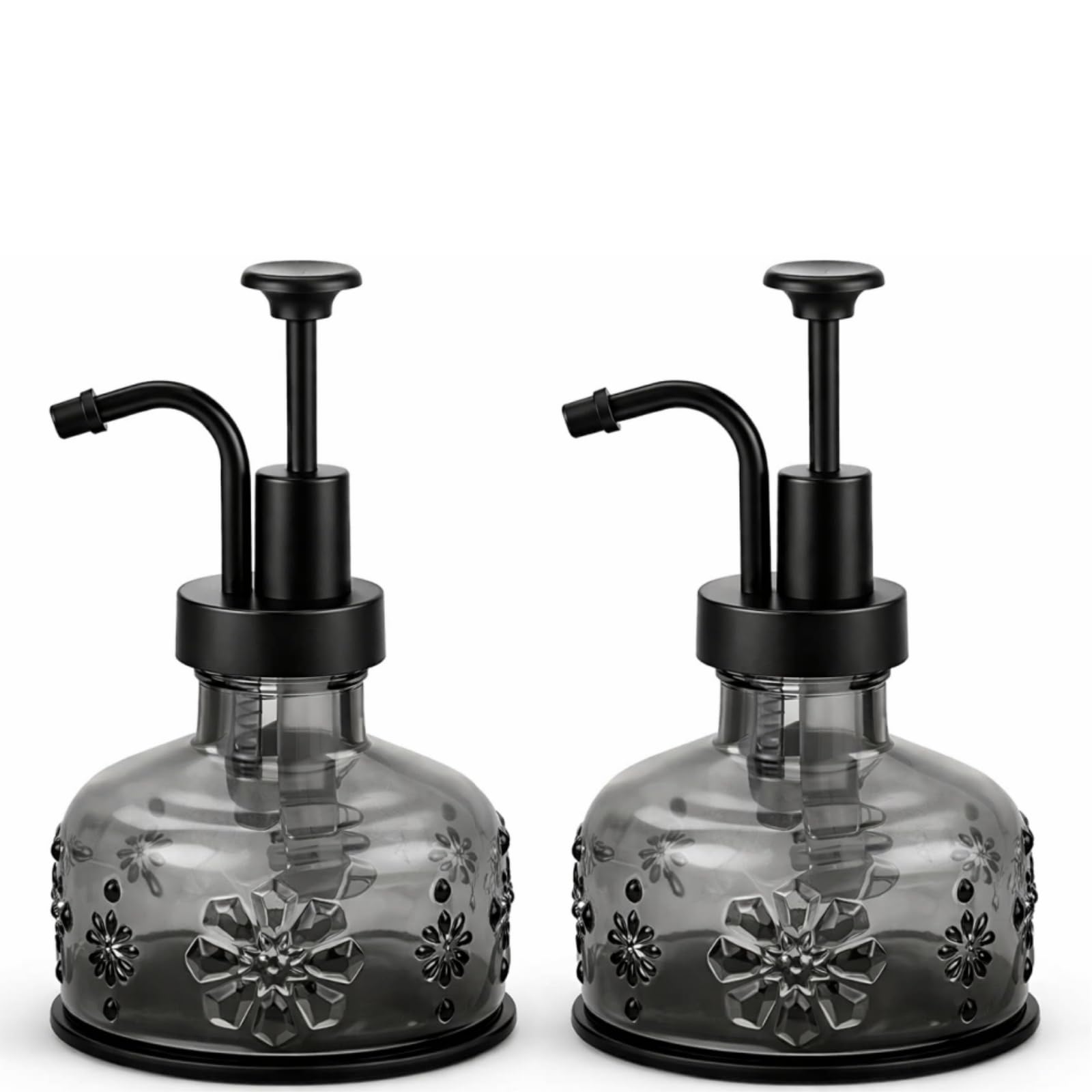 Tioncy Seifenspender aus Glas, Vintage, Gothic, mit Pumpe, 170 ml, Schwarz
