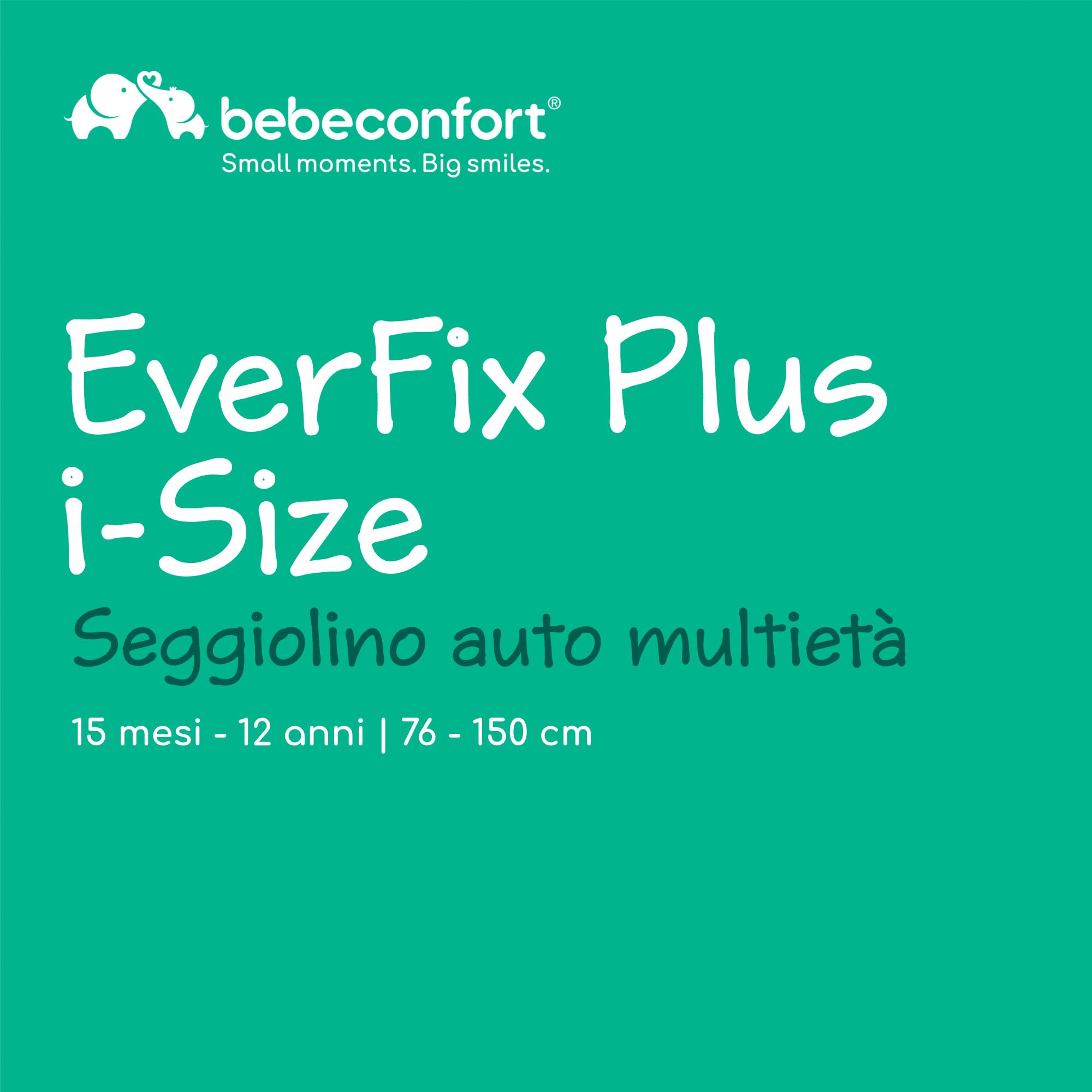 Bebeconfort EverFix Plus i-Size, Seggiolino Auto 9-36 kg Evolutivo, 15 Mesi-12 Anni, 76-150 cm, Seggiolino Auto ISOFIX, Protezione dagli Impatti Laterali, Poggiatesta 14 Posizioni, Full Black