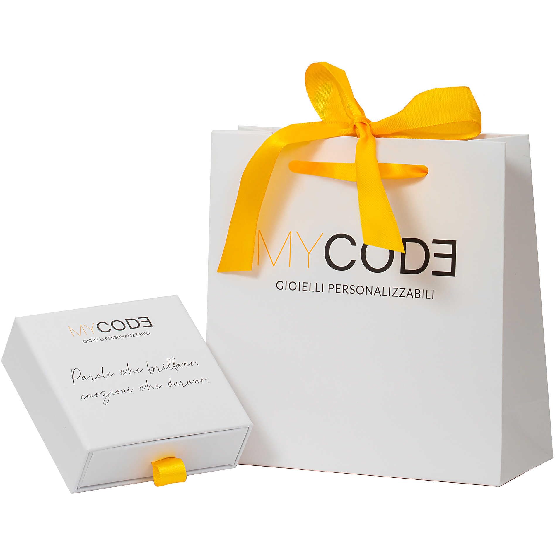 Collana da donna MyCode collezione Happy Zodiac in acciaio anallergico. Targa ovale con segno zodiacale gemelli personalizzabile solo sul retro. Idea regalo Compleanno|Natale|Amicizia|Amore