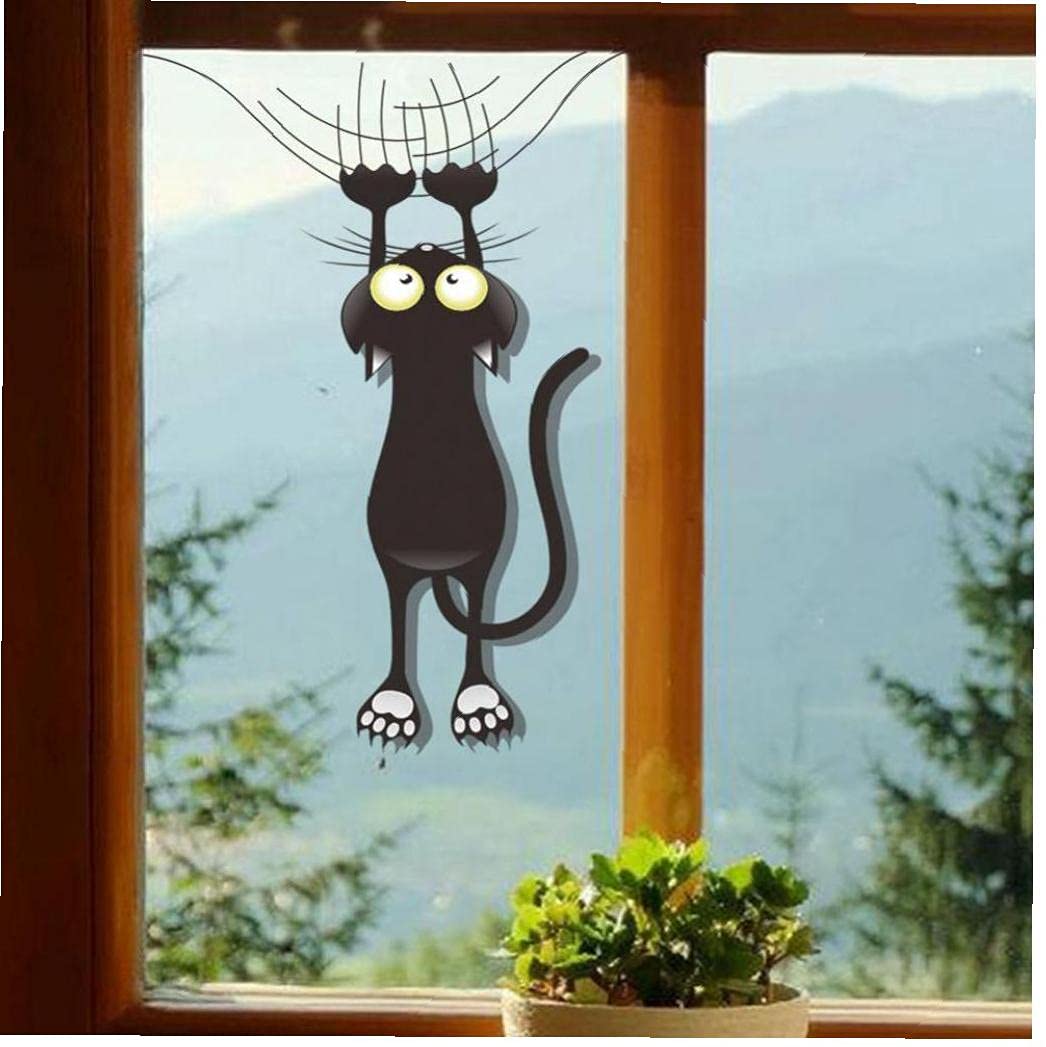 Adesivi Murali Gatto Nero 4 Pezzi - Decorazione Parete Per Camera, Porte E Frigorifero - Foto 3