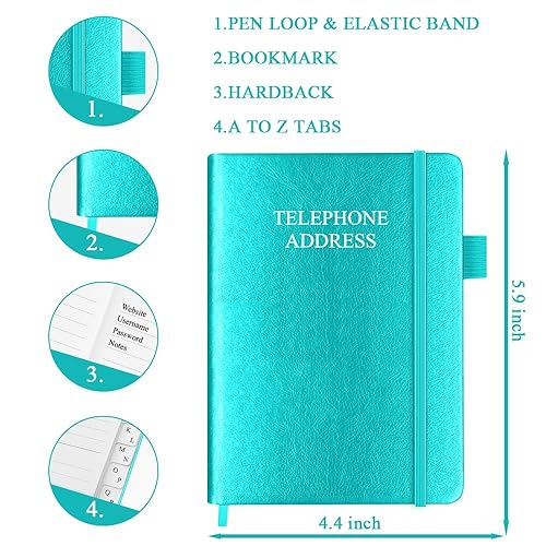 Miniatura 6 de Getvow Libreta de direcciones para teléfono y direcciones con pestañas  Libreta de direcciones de 5 x 7 pulgadas, tapa dura con cumpleaños,