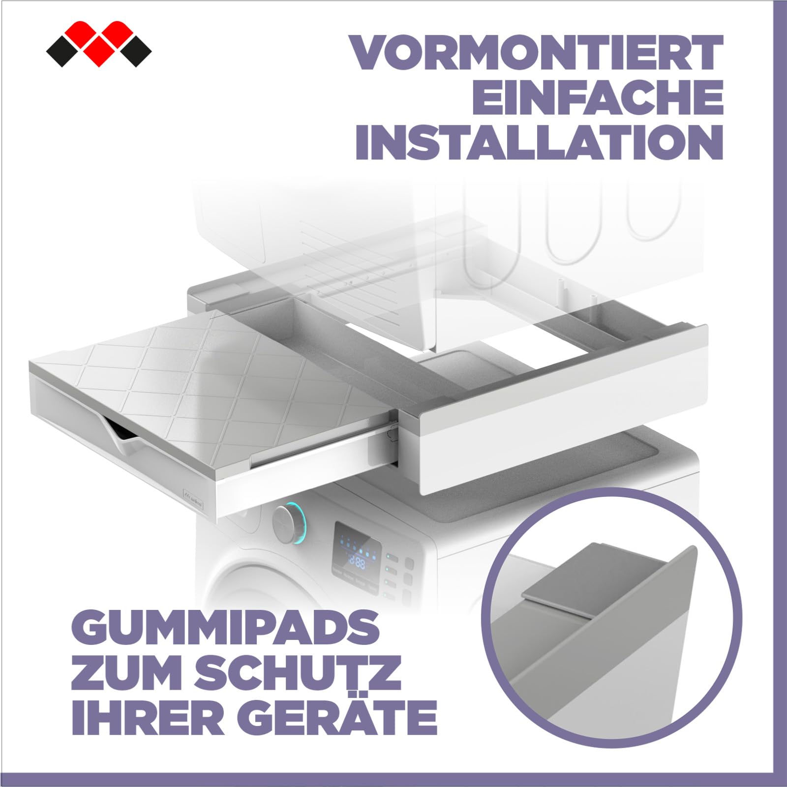 Meliconi Torre Duo Zwischenbaurahmen für Waschmaschine Trockner 2-in-1 Universal Vormontiert Platzsparend Made in Italy