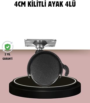 Kilitli 4 cm Tekerlek Ayak 4 l  Set Zemin Koruyucu