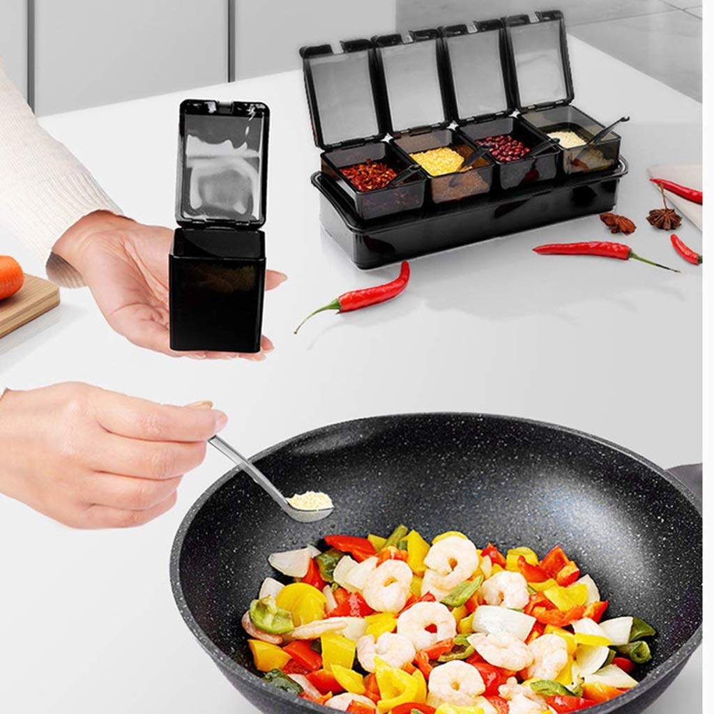 NZPOST Scatola per condimenti da Cucina Gourmet - Contenitore Puro di qualità Premium - 4 cucchiai da Portata - Bottiglia di ampolla per condimenti di Lusso