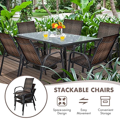 HAPPYGRILL-6-Pack-Stackable-Dining-Chairs-Outdoor-PE-Wicker-Patio-Arm-Chairs-with-Rustproof-Steel-Frame-Bistro-Deck-Chairs-for-Backyard-Garden-and-Poolside 615l9qWyboL