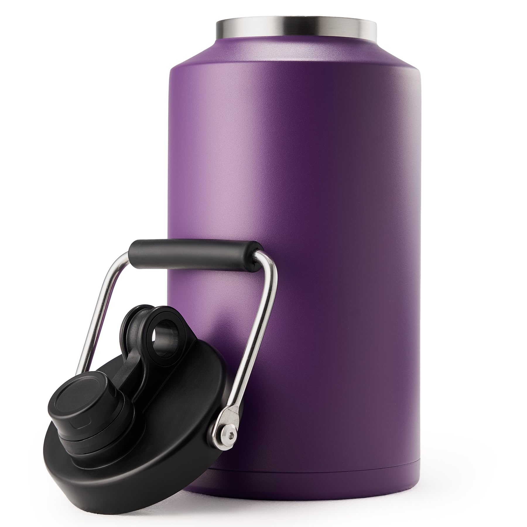 Kerilyn Insulated Gallon Jug with Handle, One Gallon, 128oz Stainless Steel, Large Double Vacuum Water Bottle for Hot & Cold Drinks, Wide Mouth, Sweat Proof, Great for Travel, Camping, Dark Purple