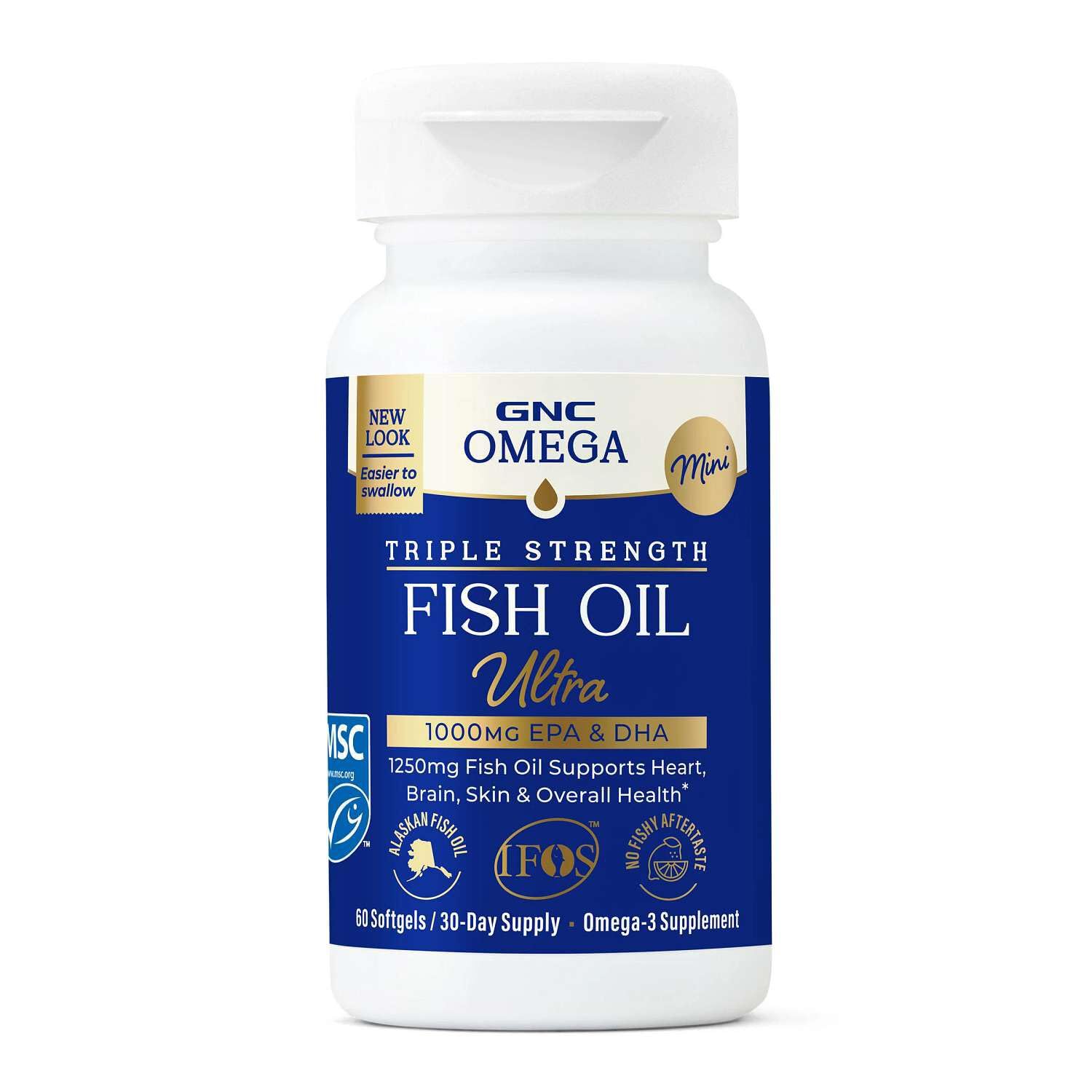 GNC suplemento de óleo de peixe ômega-3 EPA e DHA 1000 mg 60 cápsulas softgel