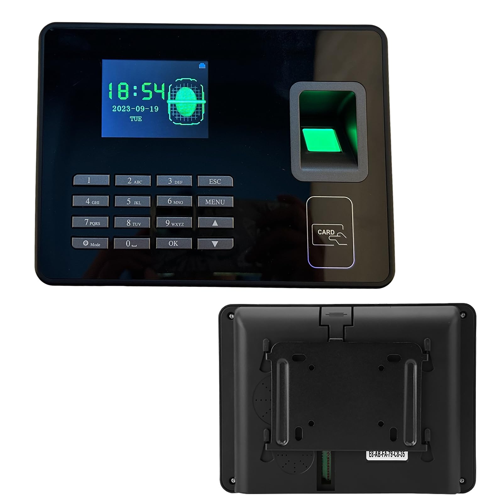 Macchina per la Presenza dei Dipendenti con Lettore di Impronte Digitali Biometrico con Gestione Intelligente delle Password LCD da 2,8 Pollici per Ufficio (Spina europea),Sistema di presenze