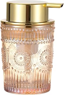 Glass Foam Soap Dispenser, Refillable Foaming Pump Bottle with Gold Pump, Foam Hand Soap Dispenser for Bathroom Kitchen,Modern Home Bathroom Decor