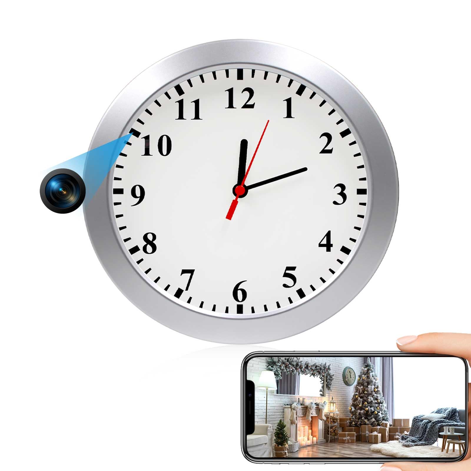 Sueirn Spy Camera Wifi Hidden, Clock Camera With Motion Detection, Wireless Nanny Cam With App Control, Secret Camera For Home Security