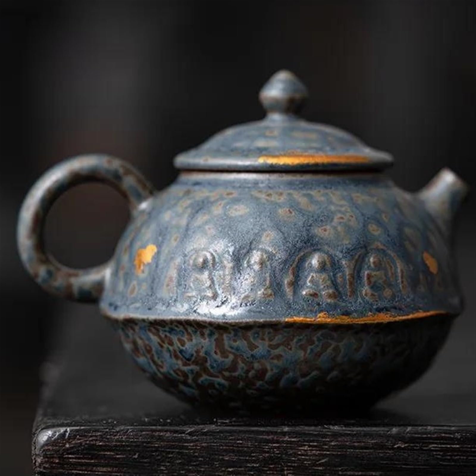 Service à thé pour Adultes, Service à thé Chinois, Bouilloire avec Filtre, théière Artisanale en Bronze émaillé, théière Ancienne en Terre Cuite, Service à thé Portable de 160 ML (B)