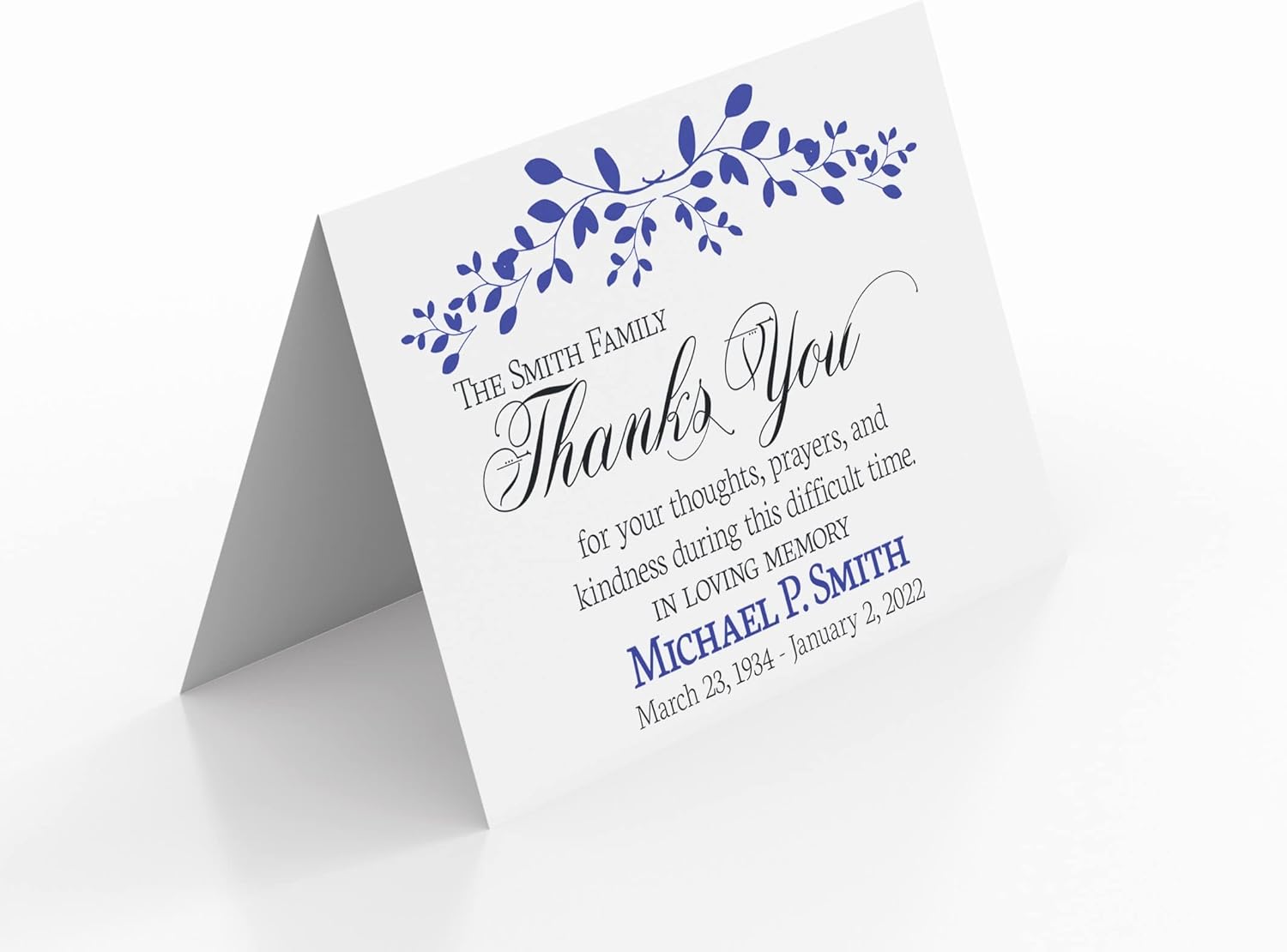 Personalized Funeral Sympathy Condolence Thank You Cards, Memorial Thank You Notes, Choose Quantity and Ink Color, Memorial Condolence Custom Thank You Cards with Message Inside