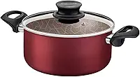 Caçarola Tramontina Paris em Alumínio com Revestimento Interno e Externo em Antiaderente Starflon Max Vermelho com Tampa de Vidro 20 cm 2,9 L