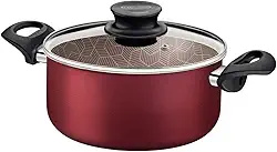 Caçarola Tramontina Paris em Alumínio com Revestimento Interno e Externo em Antiaderente Starflon Max Vermelho com Tampa de Vidro 20 cm 2,9 L