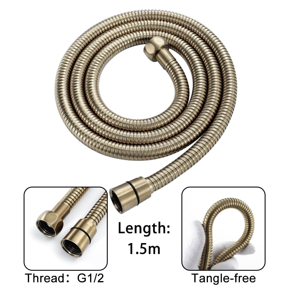 Duschkopf Set mit Eckventil 1/2 Zoll, Brausekopf Antikalk-Düsen, Handbrause aus Edelstahl mit 1.5m Schlauch und Halterung, Universal Ersatzduschkopf für Bad & Dusche