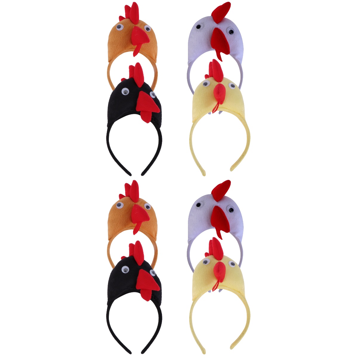 FOMIYES Lot de 8 bandeaux poule de Pâques en peluche coq pour cheveux d' animaux de dinde, chapeau de poulet, corne d'oreille