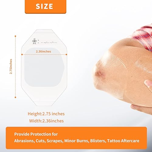 Miniatura 2 de Apósito de película transparente, vendaje impermeable para heridas, parche adhesivo, 2.75 pulgadas de ancho x 2.36 pulgadas de largo, paquete de 100