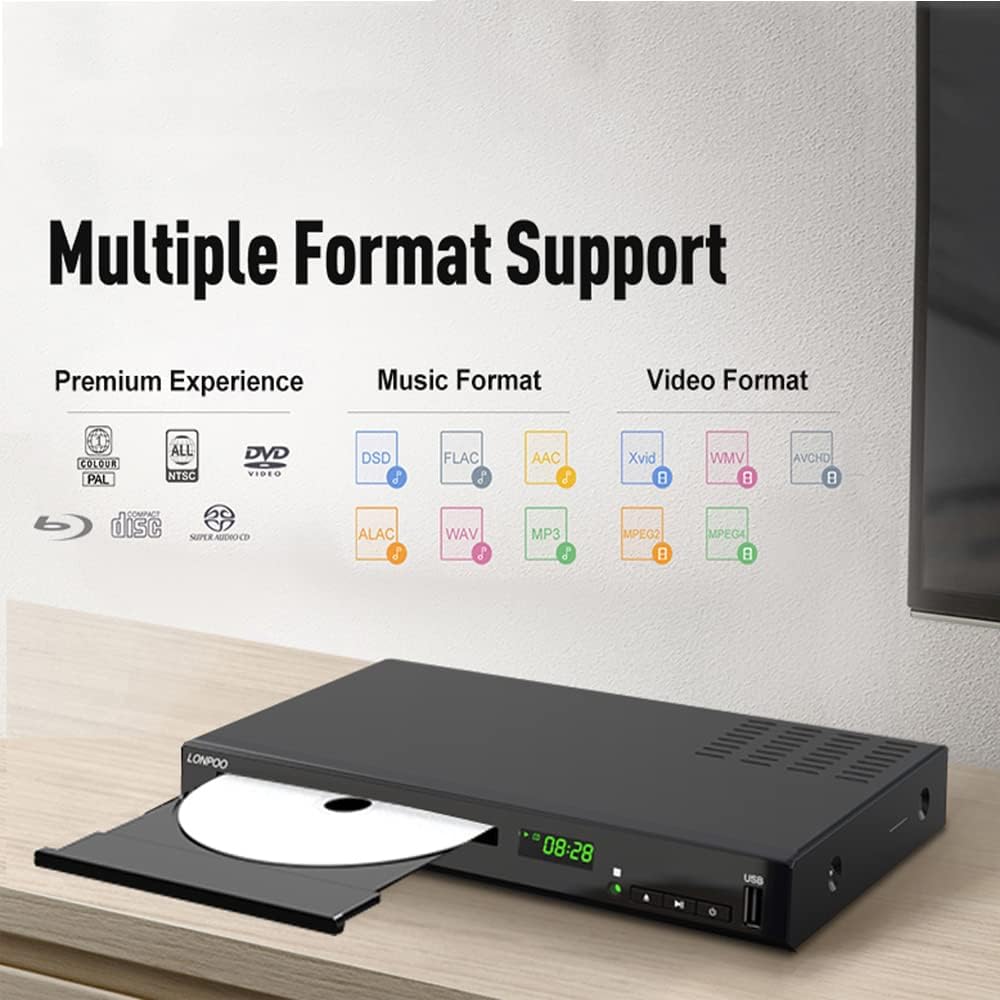 🔥 LONPOO Blu-Ray DVD CD Player for TV,1080P Blu Ray Full HD DVD Player with HDMI AV Output (Cables Included),Home Theater DVD CD Player,Build-in NTSC PAL System,Support Multi Region Prоmо 40% оƒƒ LONPOO Blu-Ray DVD CD Player for TV,1080P Blu Ray Full HD DVD Player with HDMI AV Output (Cables Included),Home Theater DVD CD Player,Build-in NTSC PAL System,Support Multi Region