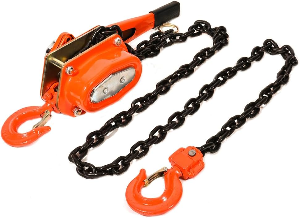 3Ton Manual Lever Chain Hoist, 3 ton 6600LBS chain hoist 10 FT come along winch 2 Heavy Duty Hooks Industrial Grade Steel chain, G80 chain come along for Building Warehouse Automotive Machinery