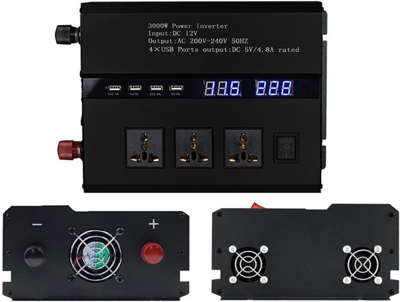 1 PC car-Mounted 2000W 3000W 4000W Solar Inverter with 12V/24V Power Strip and Dual Digital Display(24v2000w/4000w red)